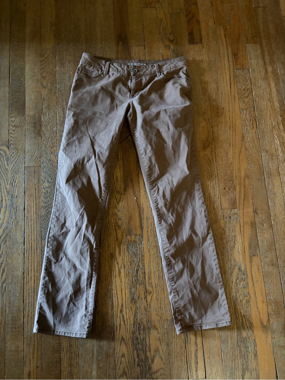 Sonoma Life + Style Mid Rise Straight Leg Jeans Taupe Brown Women's Size 6